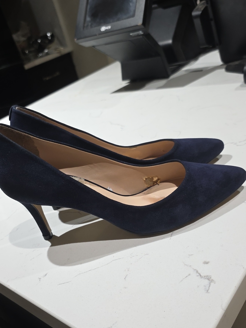 Kate Spade Navy Suede Pointed-Toe Pumps Size 8.5